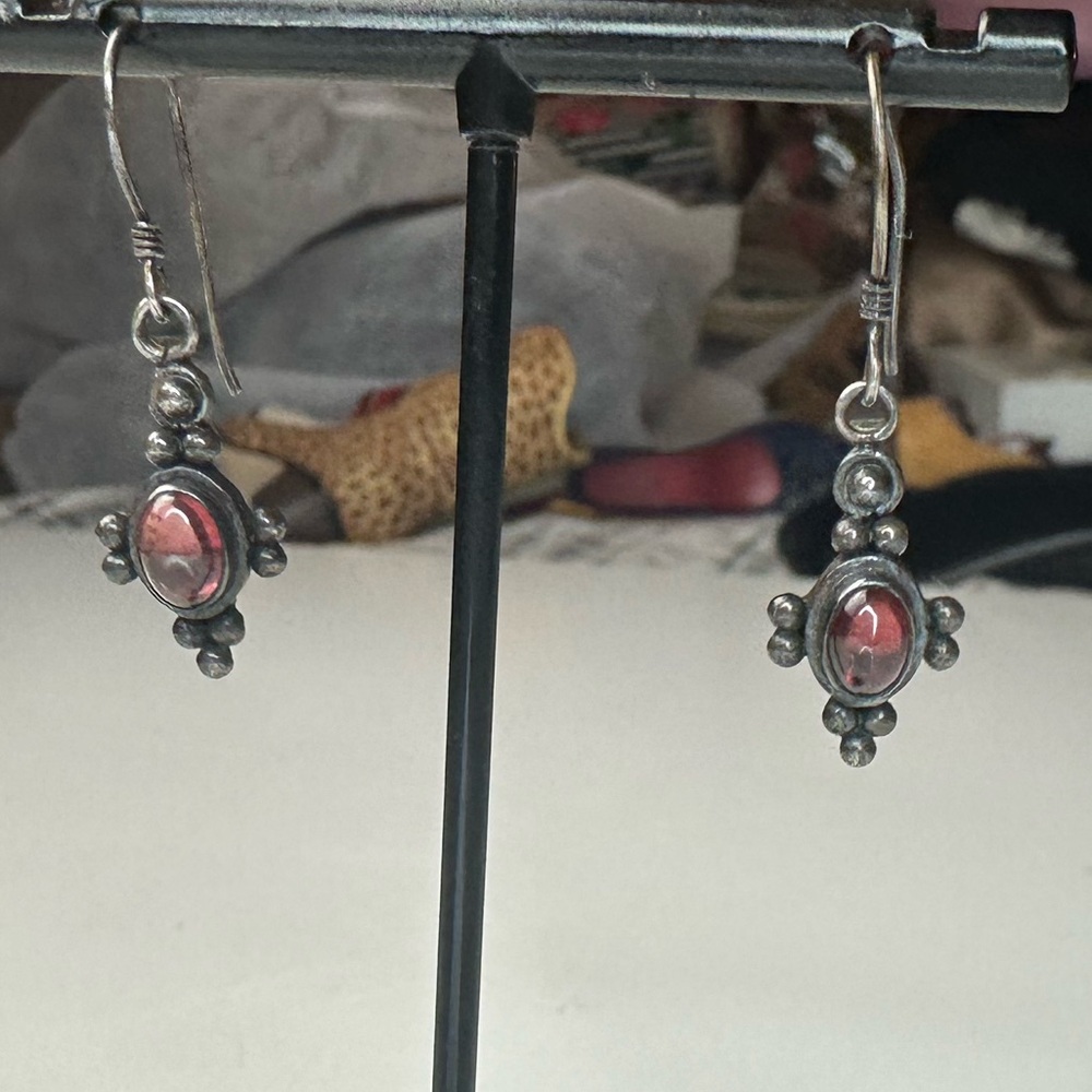 Vintage Victorian Style Sterling Silver 925 Carnelian?Amber? Whimsigoth Earrings